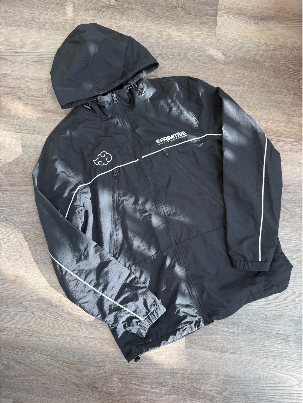 Primitive x Naruto Shippuden Black Hooded Windbreaker Jacket Medium - Picture 2 of 6
